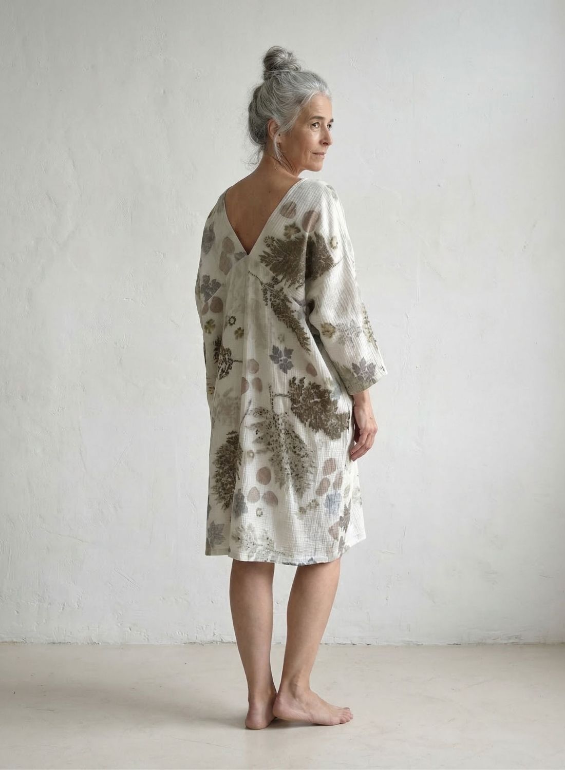 Vestido de algodón con estampado de ecoprint - Imagen 5