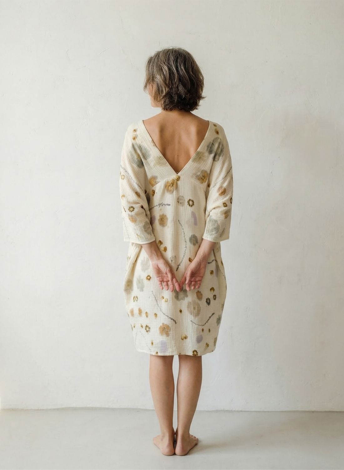 Vestido de algodón con estampado de ecoprint - Imagen 4