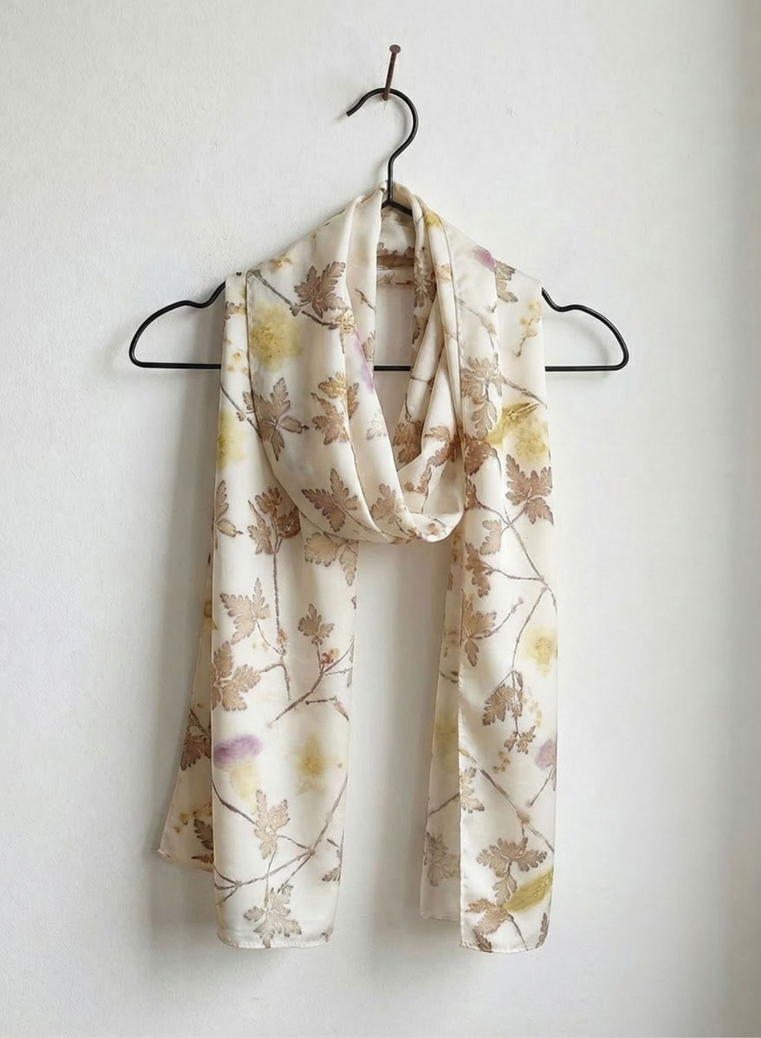 Foulard de seda con estampado de ecoprint 45cm