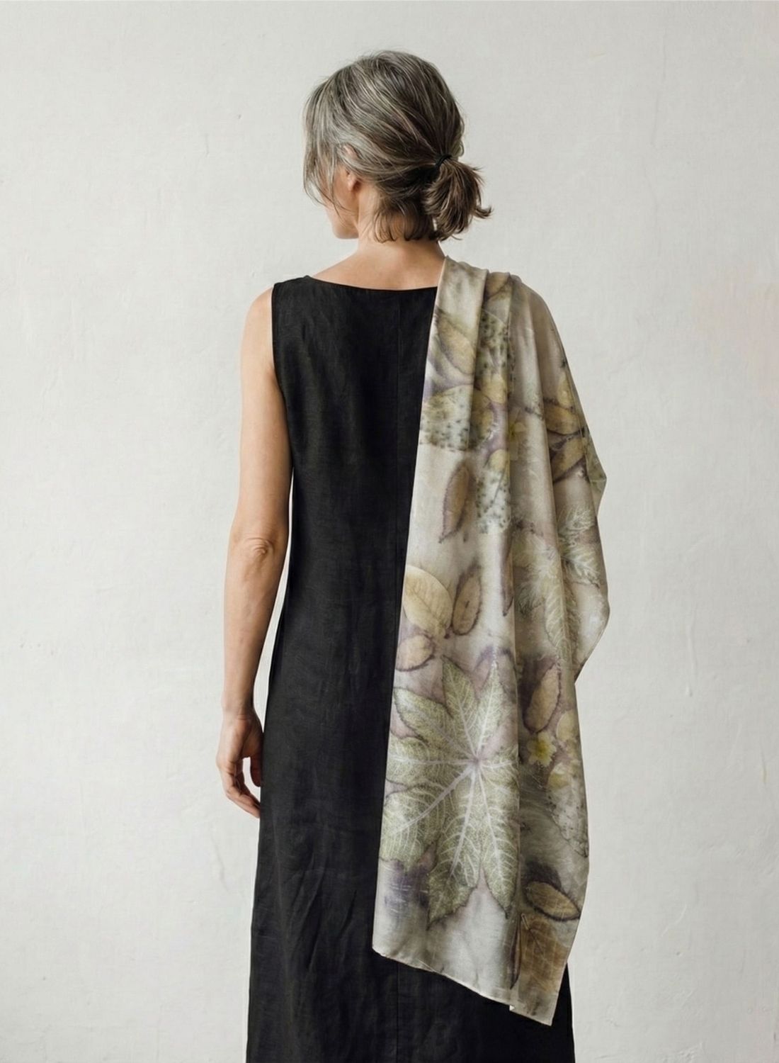 Foulard de seda con estampado de ecoprint 55cm