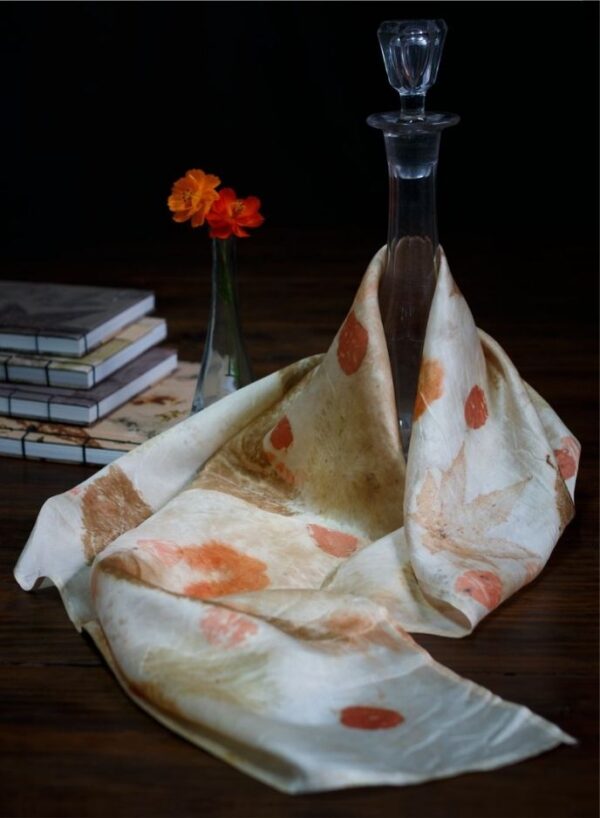 Pañuelo de organza de seda con estampado ecoprint